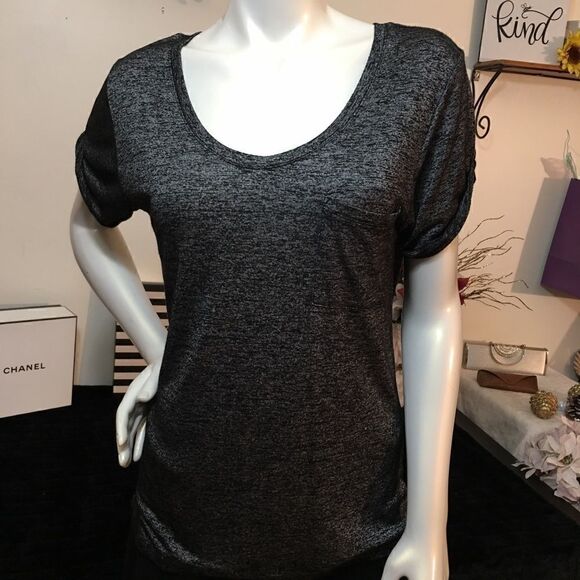 White House Black Market silver shimmer comfy Tee - Picture 1 of 5